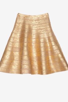 Hervé Léger Gold Foil Bandage Flare Skirt - Lyst