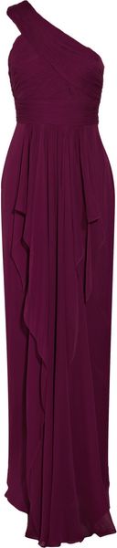 Notte By Marchesa Oneshoulder Draped Silkchiffon and Silk Gown - Lyst