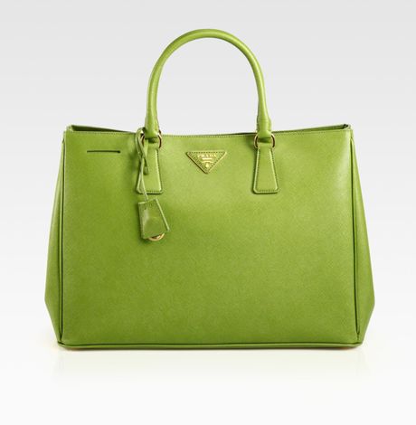 Prada Saffiano Lux Tote Bag in Green (edera-green) - Lyst