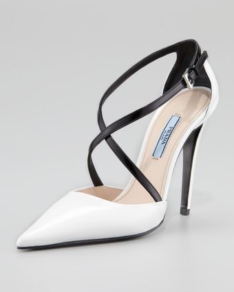 Prada Bicolor Decollete Crisscross Pump - Lyst