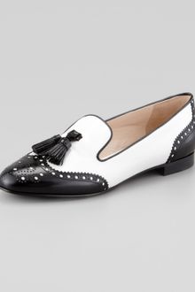 Prada Spazzolato Wingtip Tassel Loafer - Lyst