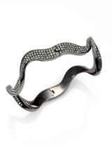  Pave Crystal Hematiteplated Ruffle Wave Bangle Bracelet