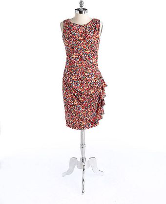 Betsey Johnson Printed Faux Wrap Dress - Lyst