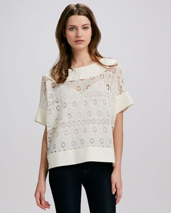 Catherine Malandrino Solidtrim Lace Blouse - Lyst