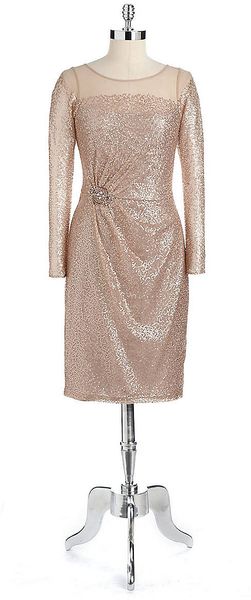 David Meister Sequin Illusion Dress - Lyst