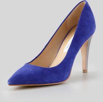Diane Von Furstenberg Anette Metallic Heel Suede Pump - Lyst