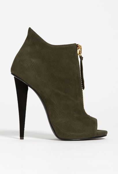olive open toe booties