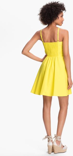 Jessica Simpson Vneck Fit Flare Dress in Yellow (vibrant yellow)