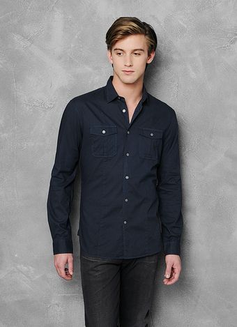 John Varvatos Slim Fit Military Shirt - Lyst