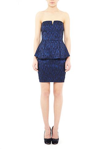 Nicole Miller Leopard Jacquard Peplum Dress - Lyst