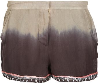 Topshop Dip Dye Embellished Hem Shorts - Lyst