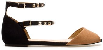 Zara Flat Sandals with Studded Ankle Strap - Lyst