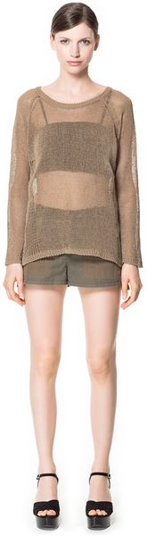 Zara Combination Open Work Sweater - Lyst