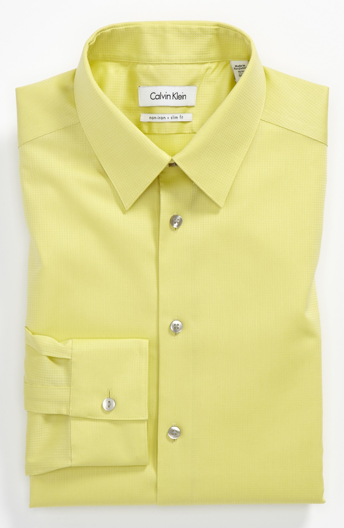 Calvin Klein Miami Check Slim Fit Dress Shirt in Yellow for Men