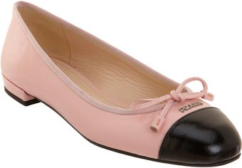 Prada Saffiano Cap Toe Ballet Flat - Lyst