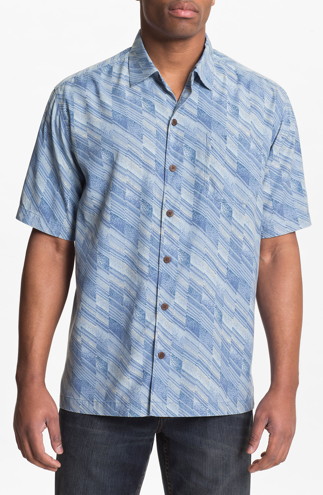 Tommy Bahama Wright Stripe Silk Campshirt in Blue for Men (stripe blue