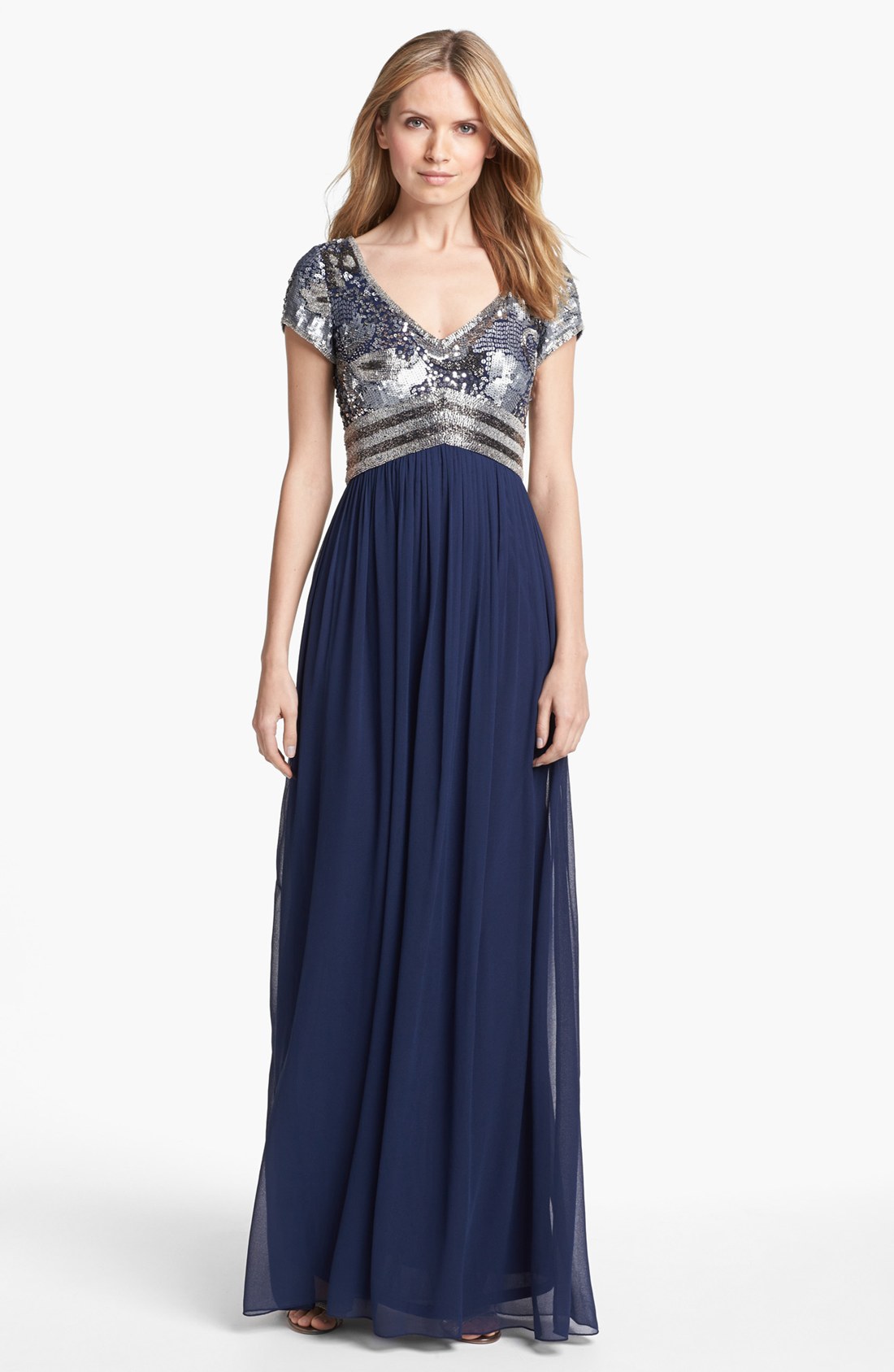 adrianna papell chiffon gown