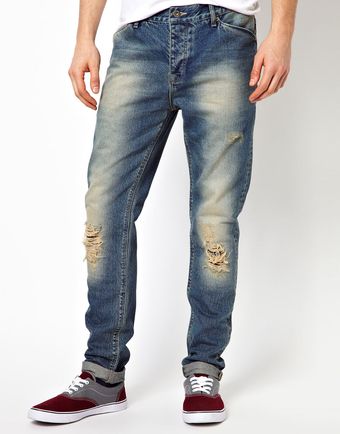 Asos Slim Jean with Rips and Authentic Wash - Lyst