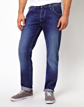 Asos Straight Jean in Washed Blue - Lyst