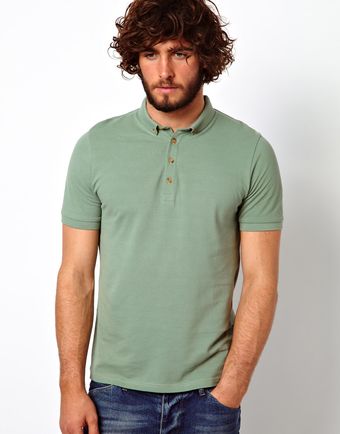 Asos Polo in Pique Jersey with Button Down Collar - Lyst