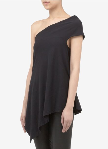 Drkshdw By Rick Owens Asymmetrical One-shoulder Top in Black | Lyst