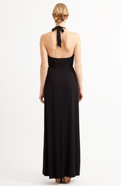 Three Dots Halter Maxi Dress in Black