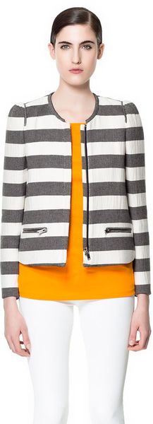 Zara Striped Jacket - Lyst