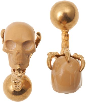Alexander McQueen Golden Bird Claw with Skull Cufflinks - Lyst