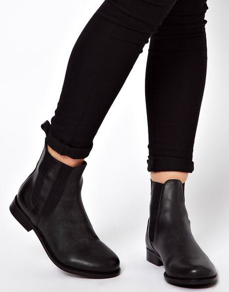 Asos Author Leather Chelsea Ankle Boots in Black | Lyst