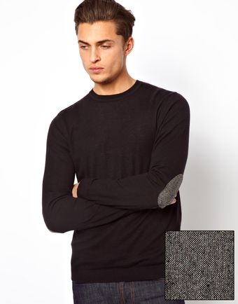 Asos Crew Neck Jumper with Elbow Patches - Lyst
