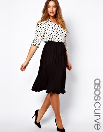 Asos Curve Full Skater Skirt in Longer Length - Lyst