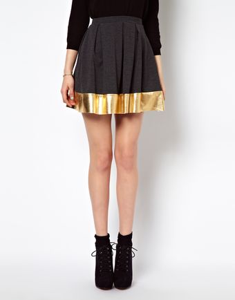 Asos Skater Skirt with Metallic Hem - Lyst
