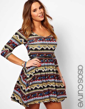 Asos Curve Exclusive Skater Dress in Mexican Floral - Lyst