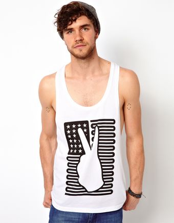 Asos Vest with Peace Usa Flag Print - Lyst