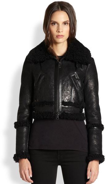 Burberry Shearling Bomber Jacket - Lyst