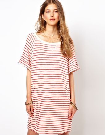 Ganni Striped Sweater Dress with Pockets - Lyst