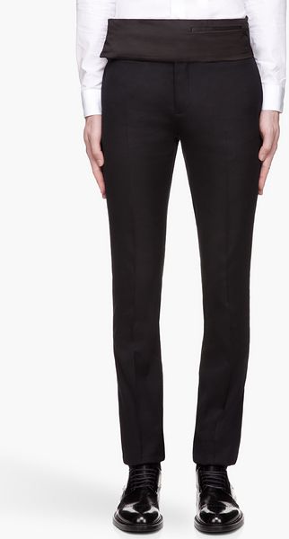 Givenchy Black Satin Cummerbund Runway Trousers - Lyst