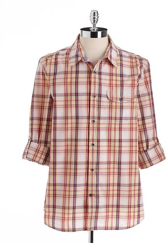 Guess Plaid Buttondown Cotton Shirt - Lyst