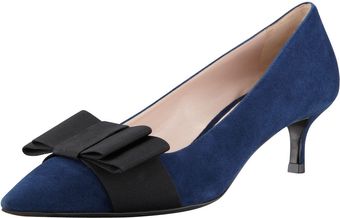 Miu Miu Suede Lowheel Bow Pump - Lyst