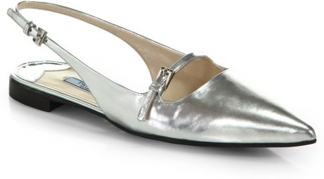 pointed silver flat shoes