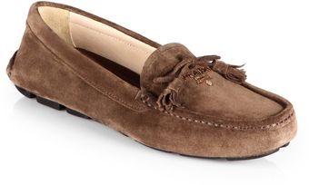 Prada Suede Bow Drivers - Lyst