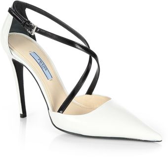 Prada Leather Crisscross Pumps - Lyst