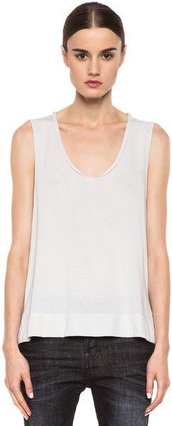 Raquel Allegra Deconstructed Jersey Sleeveless V Tee in Dirty White - Lyst
