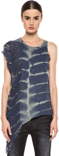 Raquel Allegra Deconstructed Jersey One Wing Tank in Xray Blue - Lyst