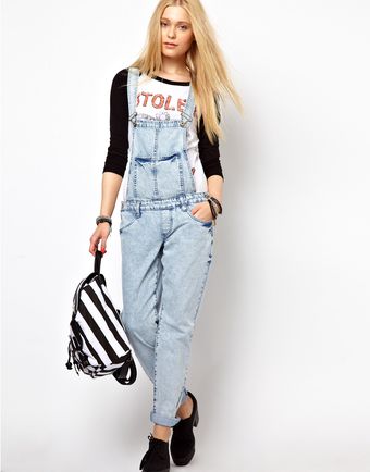 River Island Acid Wash Dungarees - Lyst