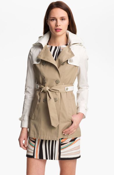 Steve Madden Colorblock Trench Coat in White (sand white) | Lyst