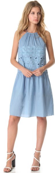 Tibi Eyelet Embroidery Halter Dress - Lyst