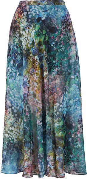 Topshop Blurry Floral Maxi Skirt - Lyst