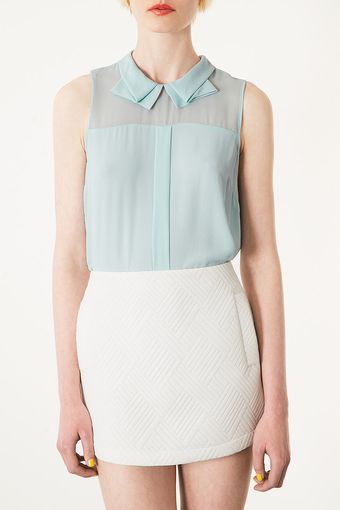 Topshop Shell Top with Collar Detail - Lyst