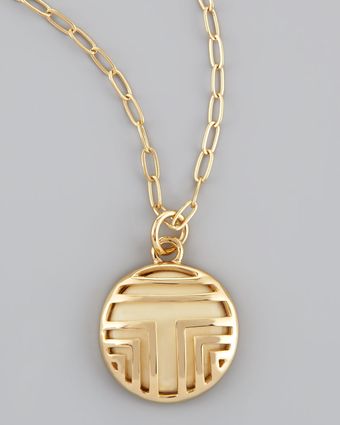 Tory Burch Fret Ttiled Charm Necklace - Lyst